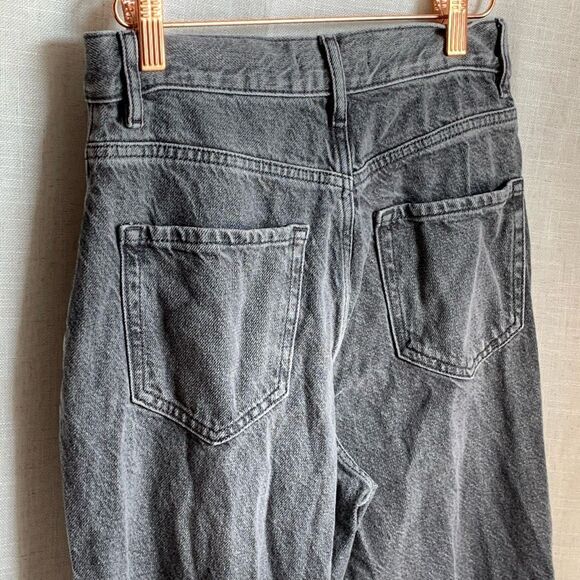 PacSun Black High Rise Jeans 25 Button Fly Straight Leg Raw Hem Grunge Y2K Denim - Picture 5 of 16